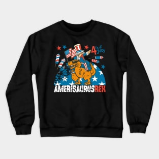 Dinosaur 4th of July Kids Boys Men Amerisaurus T Rex Funny Crewneck Sweatshirt